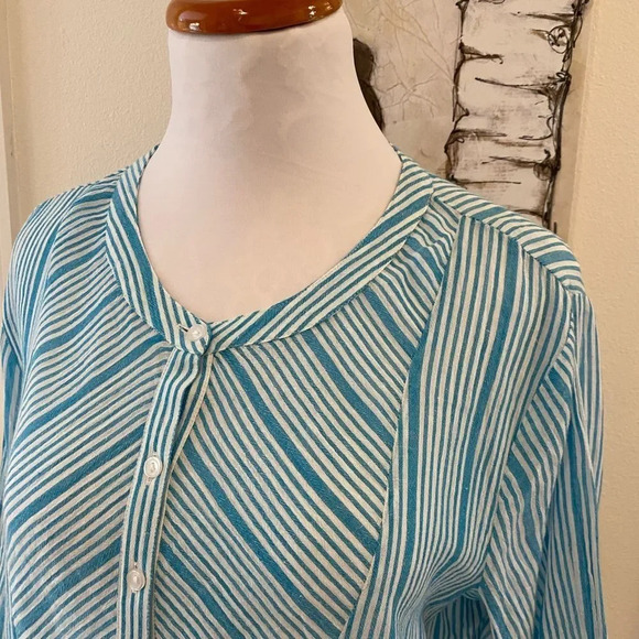 Erika Aquaria Staccato Turquoise Striped Blouse - Picture 4 of 8